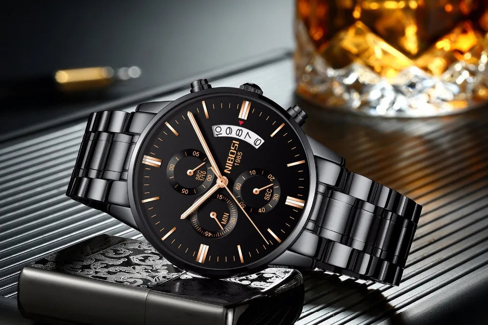 NIBOSI Mens Watches Luxury Top Brand Relogio Masculino Famous Men's Fashion Casual Dress Watch Military Quartz Wristwatches Saat