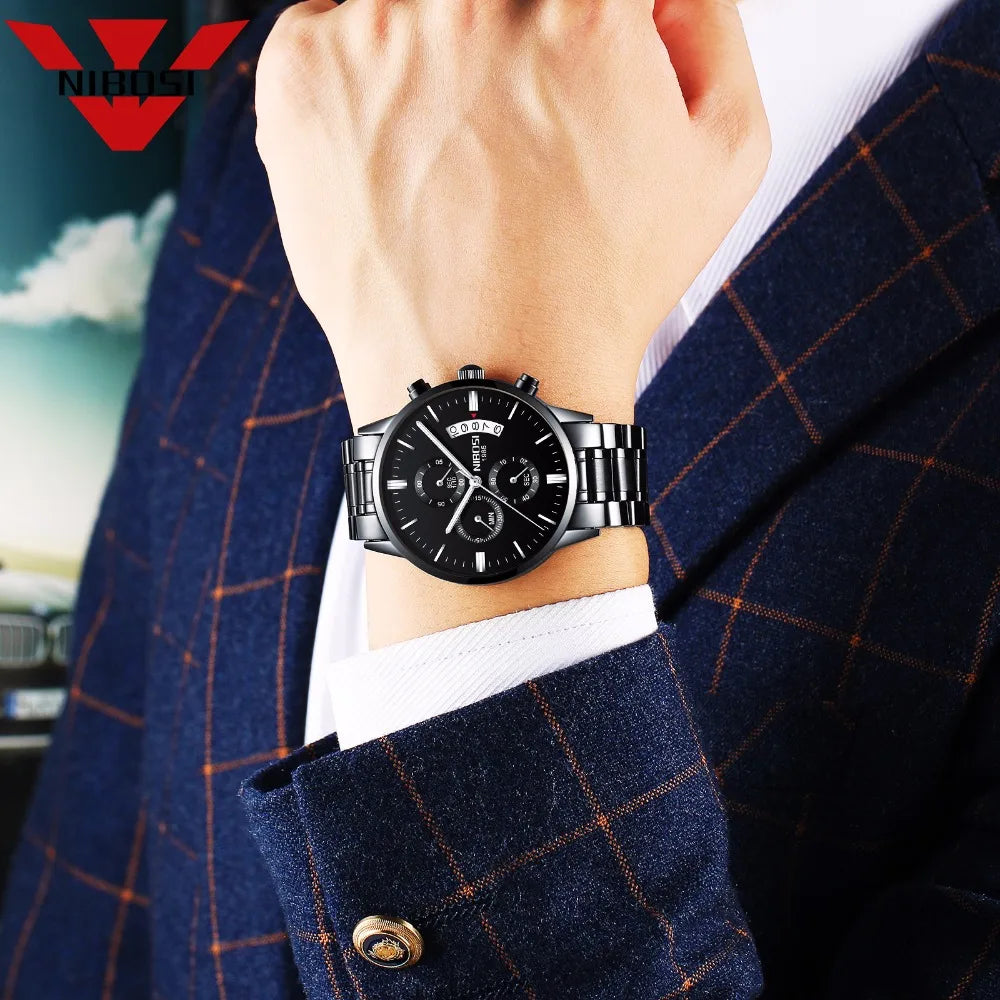 NIBOSI Mens Watches Luxury Top Brand Relogio Masculino Famous Men's Fashion Casual Dress Watch Military Quartz Wristwatches Saat