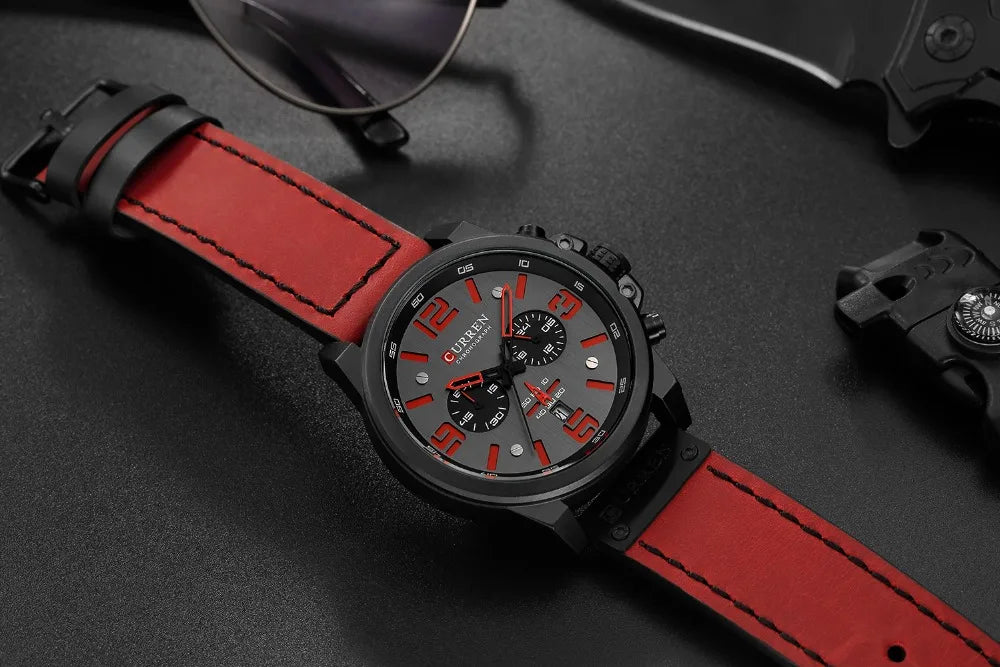 CURREN Fashion Casual Date Quartz Watches For Men Fashion Leather Sports Men's Wrsitwatch Chronograph Male Watch