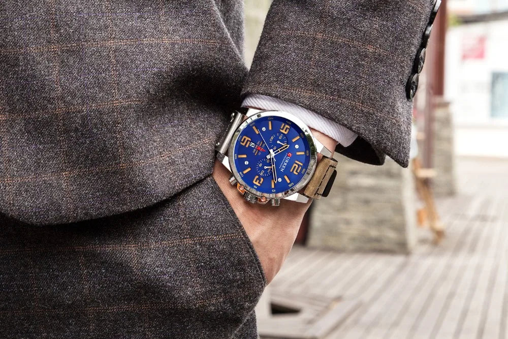 CURREN Fashion Casual Date Quartz Watches For Men Fashion Leather Sports Men's Wrsitwatch Chronograph Male Watch