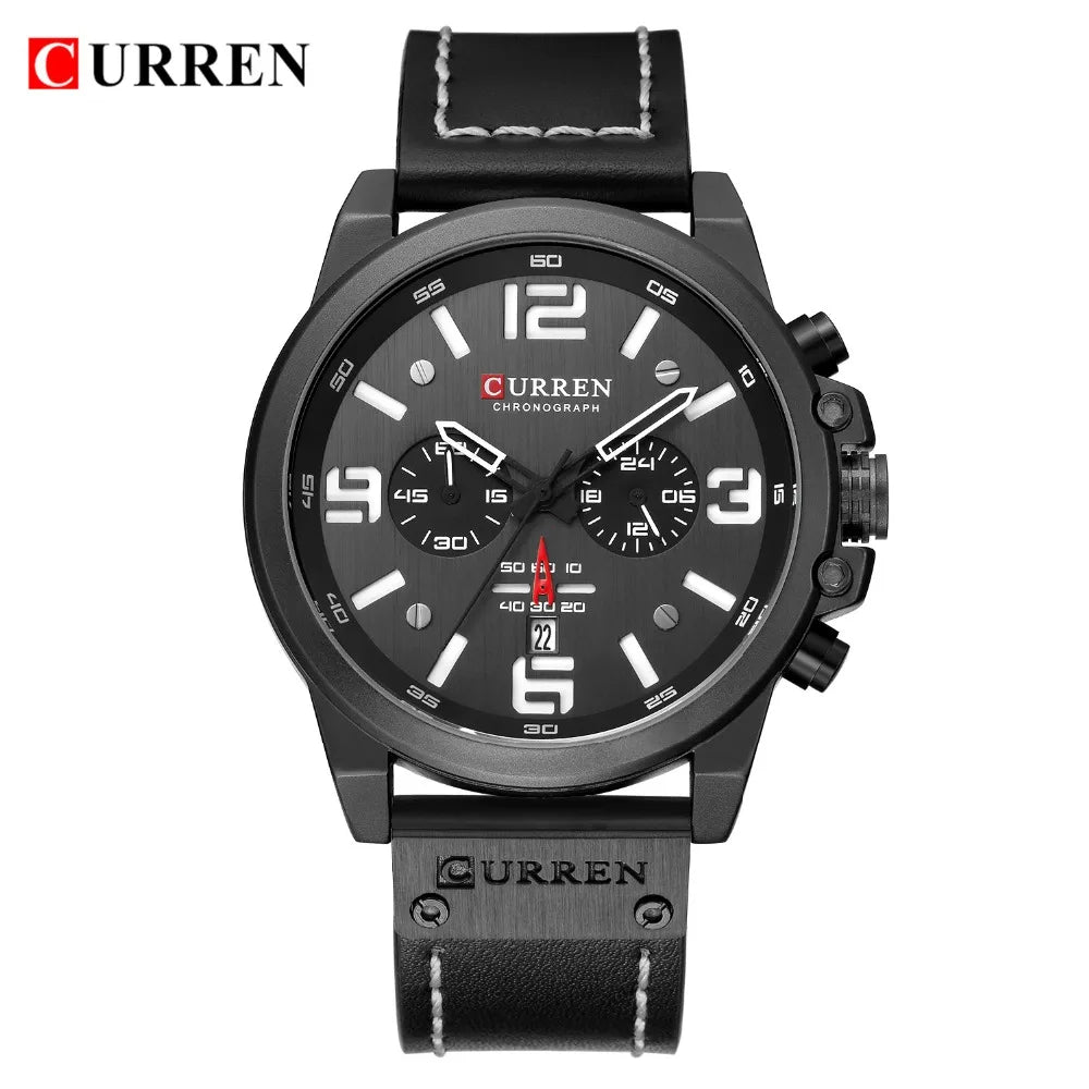 CURREN Fashion Casual Date Quartz Watches For Men Fashion Leather Sports Men's Wrsitwatch Chronograph Male Watch