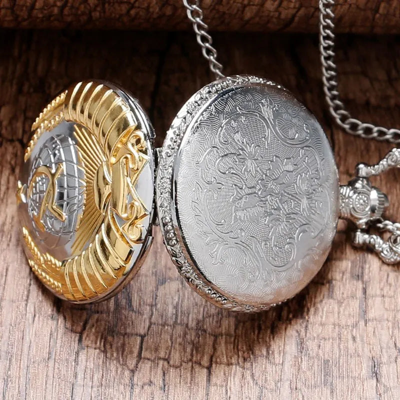 New Soviet Sickle Hammer Style Quartz Pocket Watch Men Women Vintage Bronze Pendant Best Gift Masculino Relogio Silver Clock