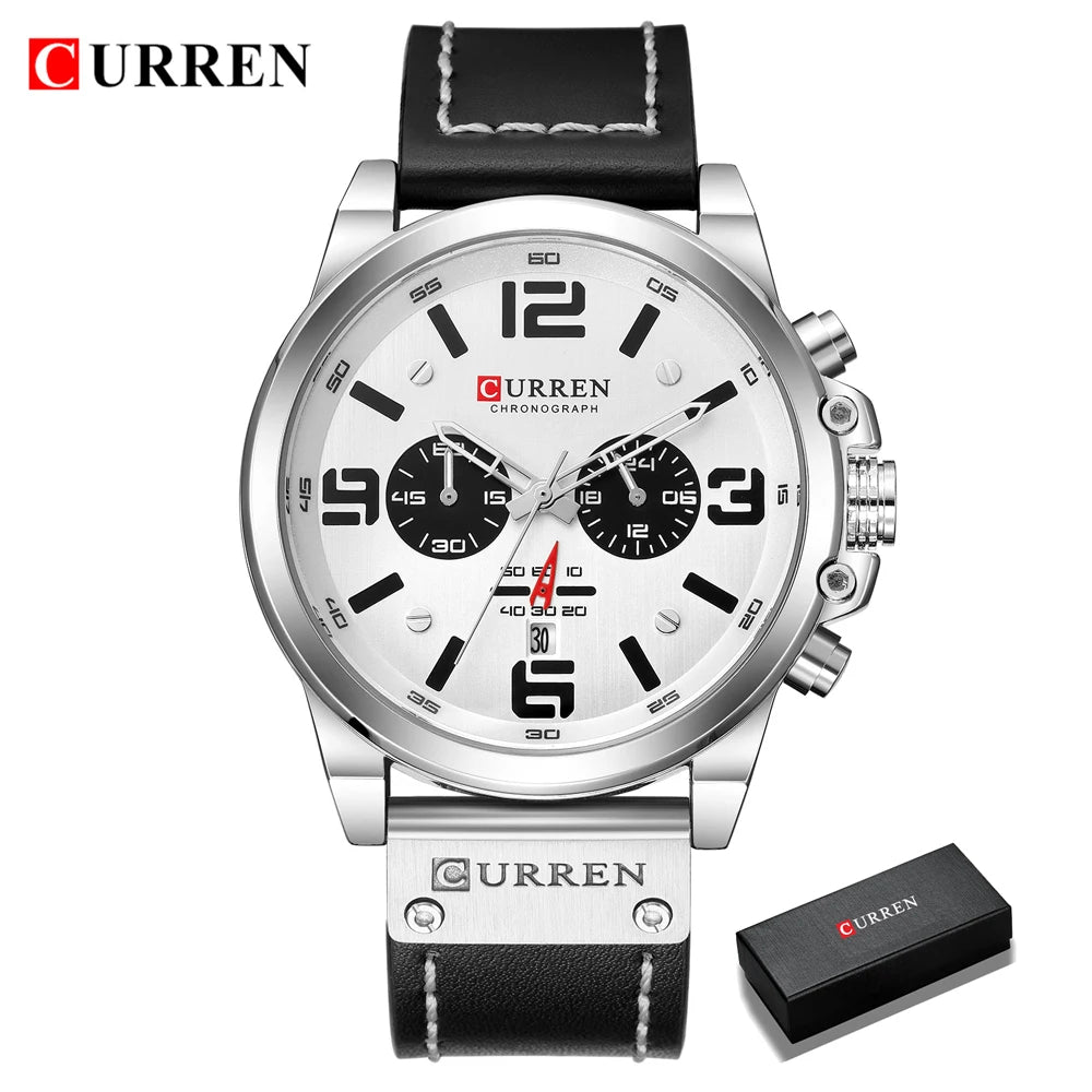 CURREN Fashion Casual Date Quartz Watches For Men Fashion Leather Sports Men's Wrsitwatch Chronograph Male Watch