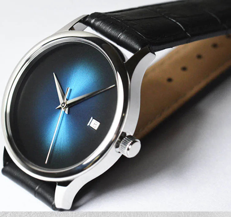 38.5mm Ultra-thin Automatic Mechanical Watch Tianjin ST1812 Self Winding Movement Calendar Waterproof Sapphire Glass Mens Watch