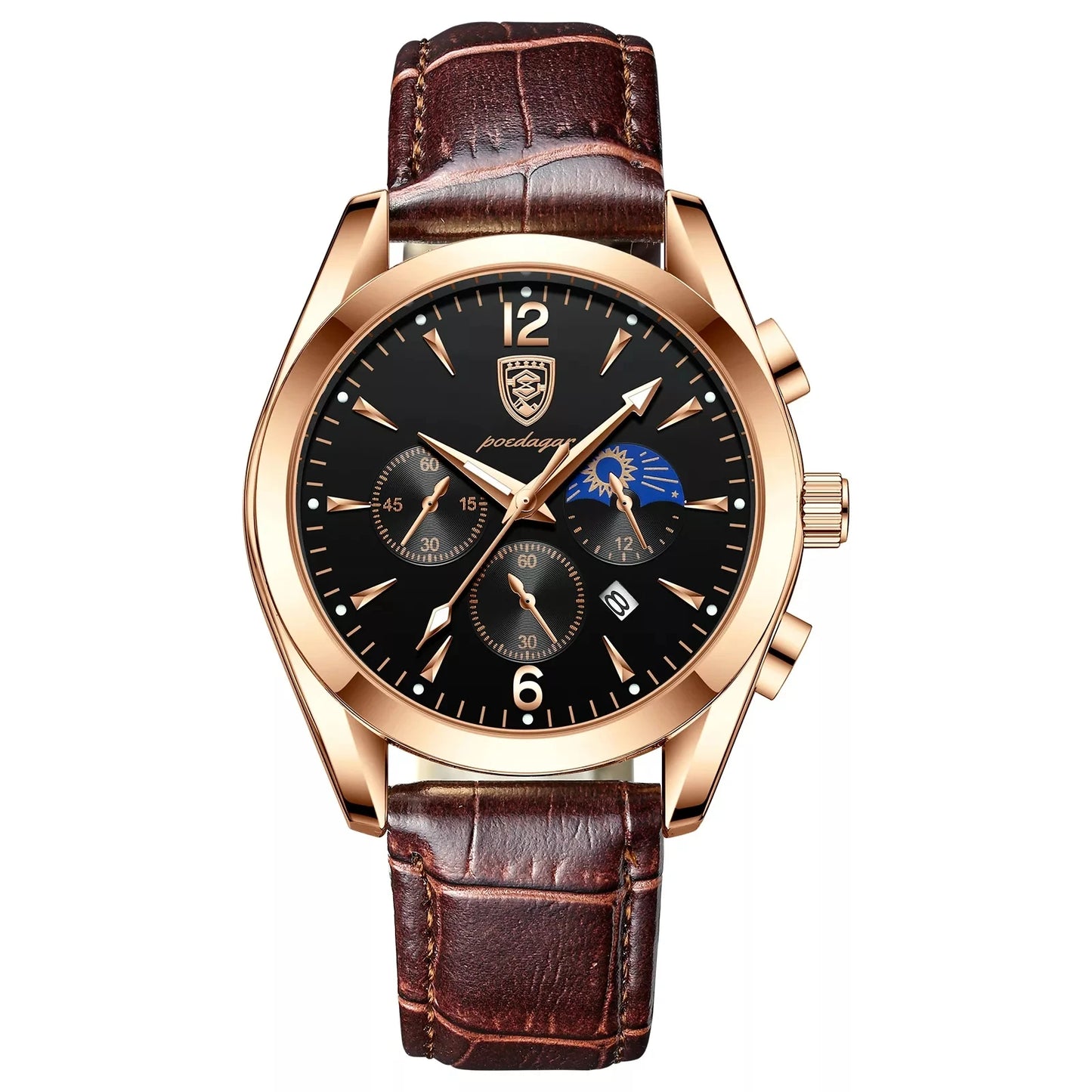 POEDAGAR Men Watch New Top Brand Luxury Waterproof Luminous Sport Wristwatch Quartz Military Genuine Leather Relogio Masculino