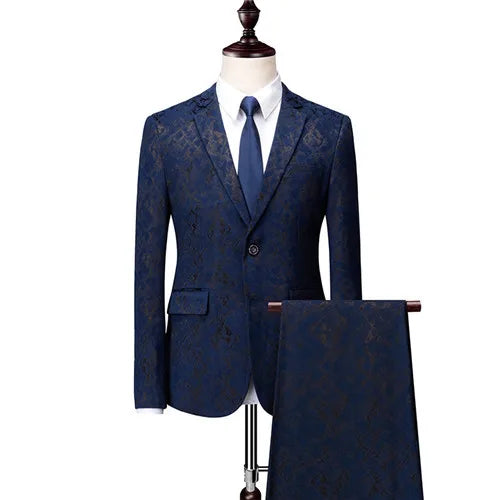High-end Brand Suit Men Clothing Fashion Business Banquet Wedding Blazers Jacket with Vest and Pants Black / Blue Size 6XL