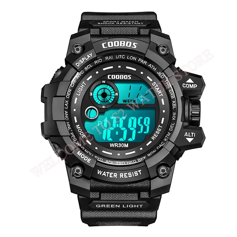 Waterproof Sport Men Watches 2024 Luxury Luminous Silicone Strap Military Wristwatch Man Calendar LED Digital Male Watch Hombre