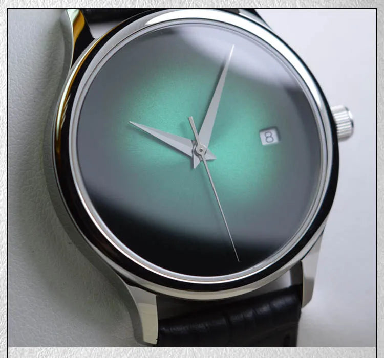 38.5mm Ultra-thin Automatic Mechanical Watch Tianjin ST1812 Self Winding Movement Calendar Waterproof Sapphire Glass Mens Watch