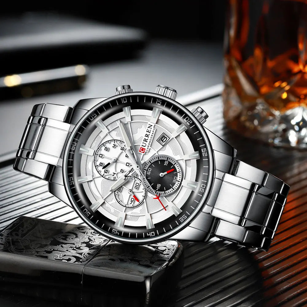 CURREN Man WristWatch Waterproof Chronograph Men Watch Military Top Brand Luxury Gold Stainless Steel Sport Date Male Clock 8362