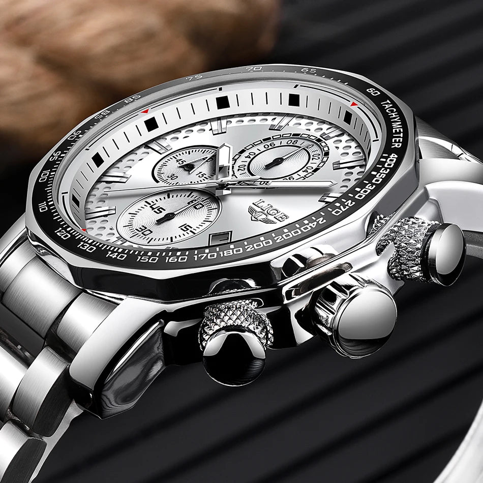 Man Watch LIGE Luxury Stainless Steel Mens Watch Male Military Sport Waterproof Big Watches Men Quartz Clock Relogios Masculino