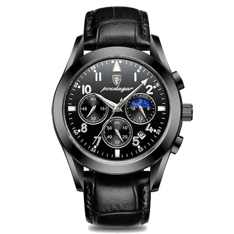 POEDAGAR Men Watch New Top Brand Luxury Waterproof Luminous Sport Wristwatch Quartz Military Genuine Leather Relogio Masculino