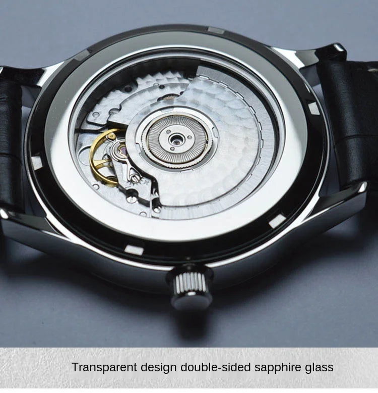 38.5mm Ultra-thin Automatic Mechanical Watch Tianjin ST1812 Self Winding Movement Calendar Waterproof Sapphire Glass Mens Watch