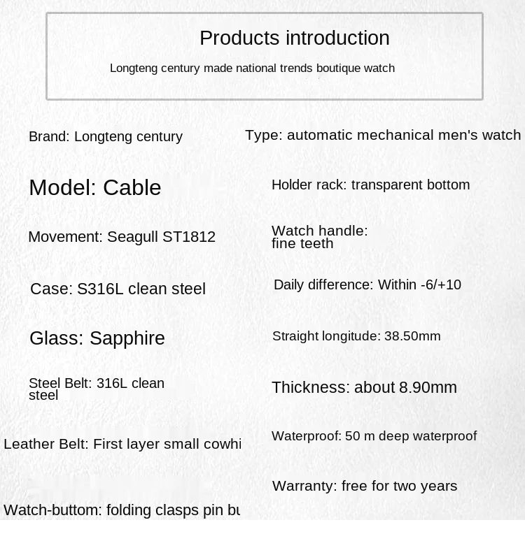 38.5mm Ultra-thin Automatic Mechanical Watch Tianjin ST1812 Self Winding Movement Calendar Waterproof Sapphire Glass Mens Watch