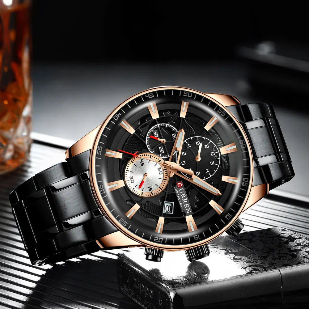 CURREN Man WristWatch Waterproof Chronograph Men Watch Military Top Brand Luxury Gold Stainless Steel Sport Date Male Clock 8362