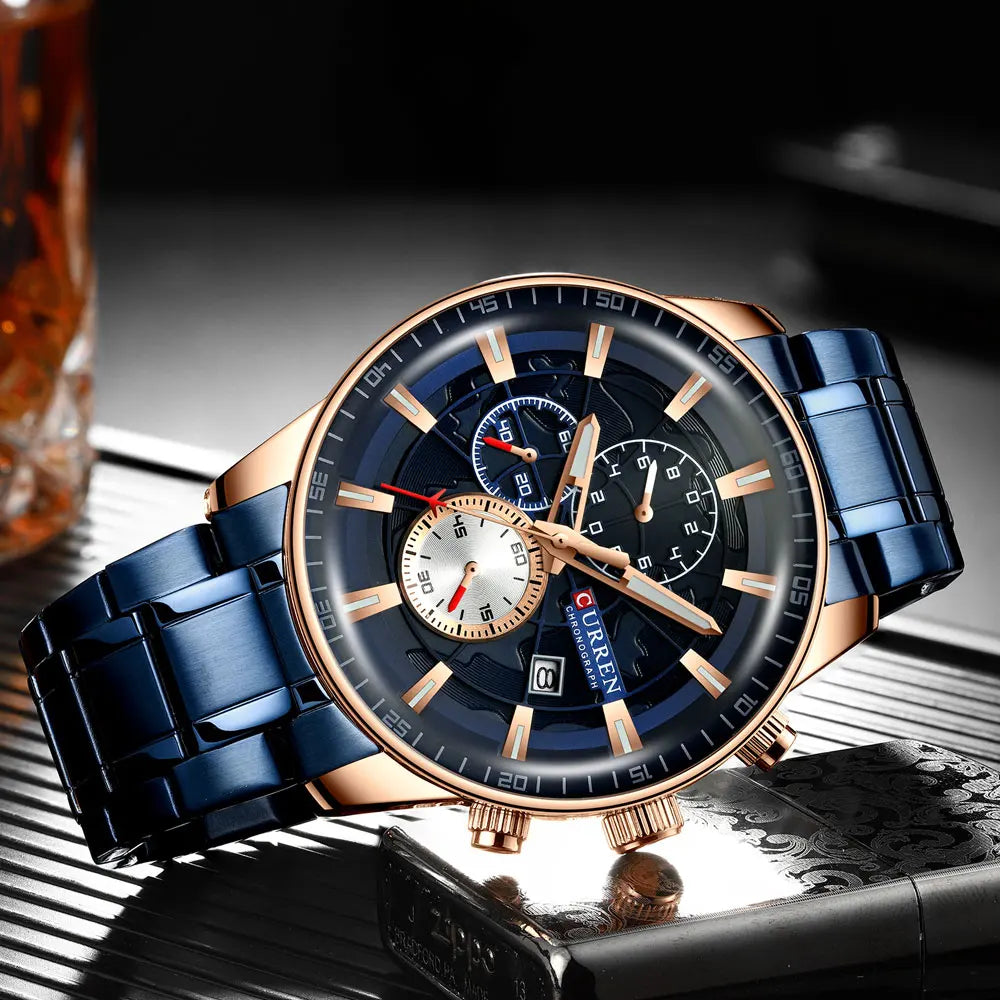 CURREN Man WristWatch Waterproof Chronograph Men Watch Military Top Brand Luxury Gold Stainless Steel Sport Date Male Clock 8362