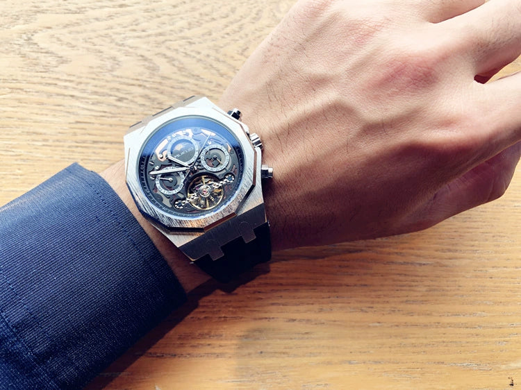 Hollow Personality Black Horse German Automatic Mechanical Watch