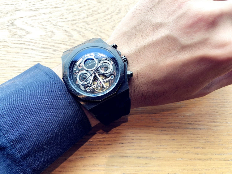 Hollow Personality Black Horse German Automatic Mechanical Watch