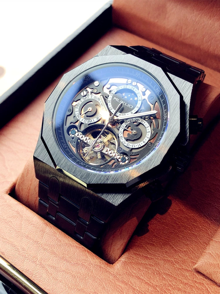 Hollow Personality Black Horse German Automatic Mechanical Watch