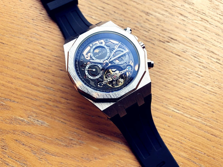 Hollow Personality Black Horse German Automatic Mechanical Watch