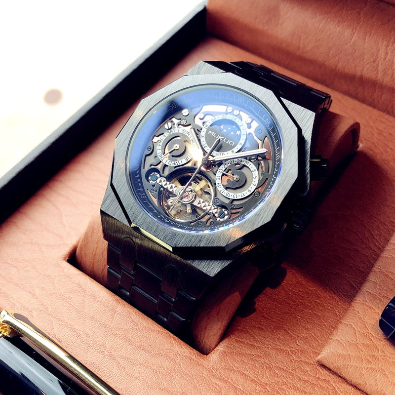 Hollow Personality Black Horse German Automatic Mechanical Watch
