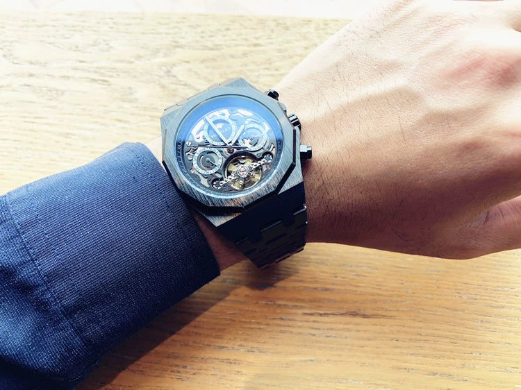 Hollow Personality Black Horse German Automatic Mechanical Watch