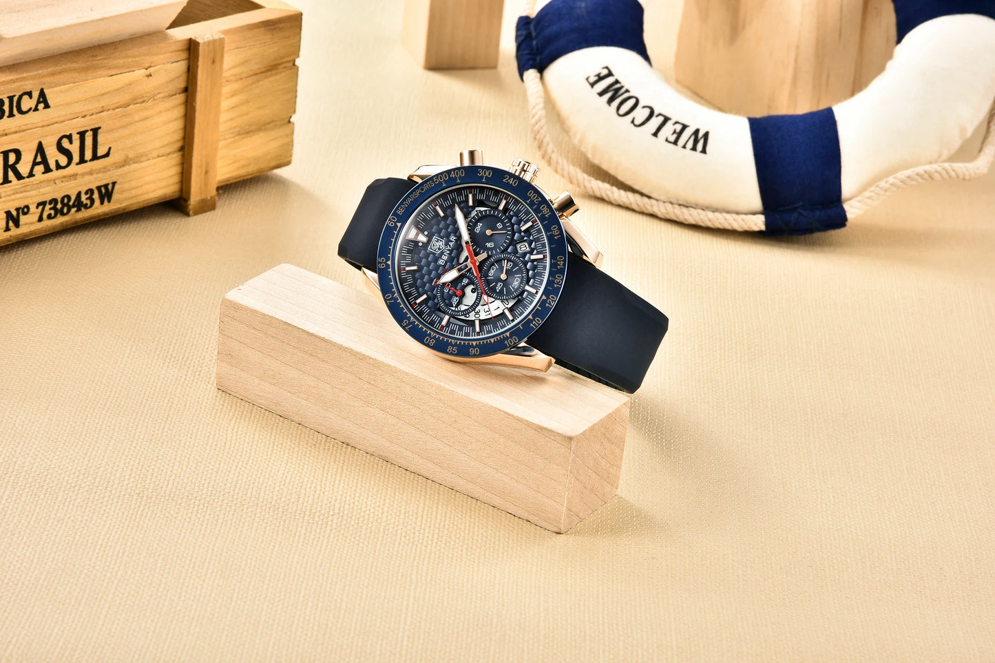 BENYAR Top Brand New Men Watches Leather Strap Luxury Waterproof Sport Quartz Chronograph Military Watch Men Clock Reloj Hombre