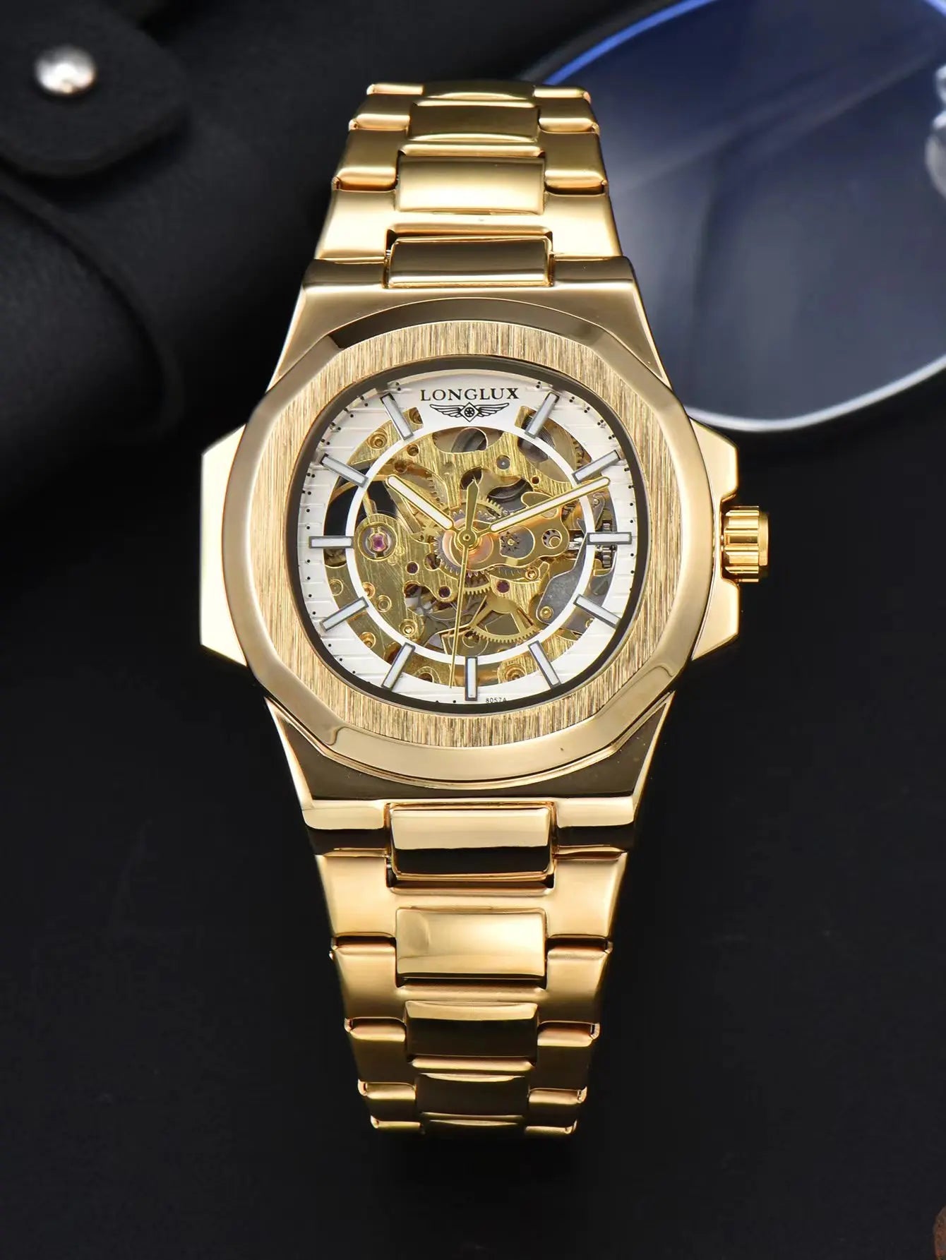 LONGLUX automatic man watch luxury wholesale mechanical wristwatches stainless steel skeleton waterproof mens watch men gift
