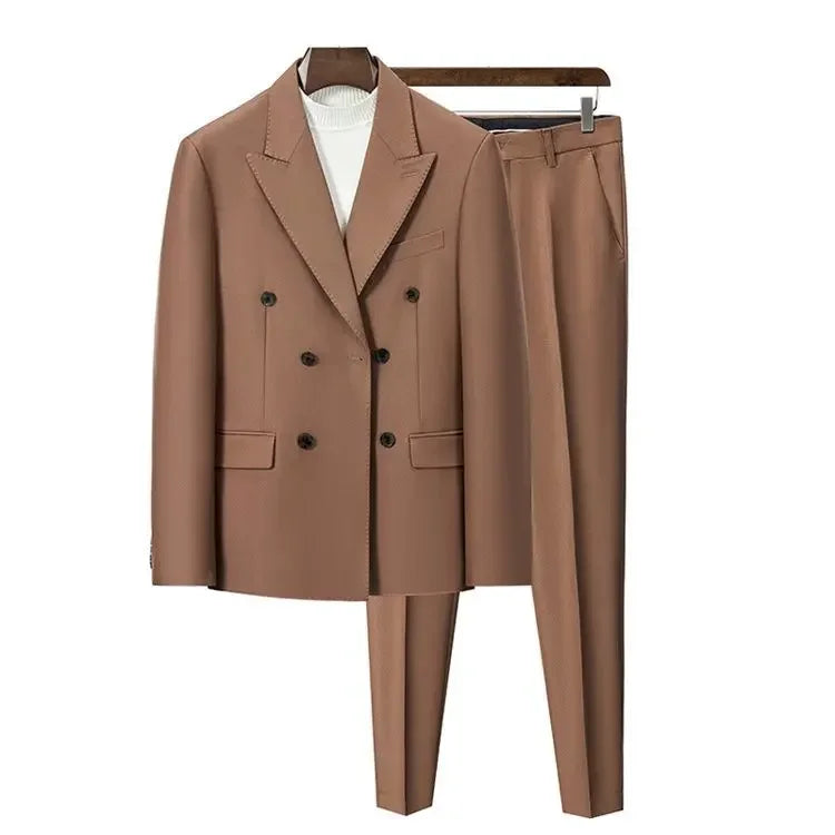 Full Suit for Men Trends Costumes Blazer High Quality 2024 2 Piece Outfit Set Man Slim Fit Elegant Ceremony Pants Gentleman
