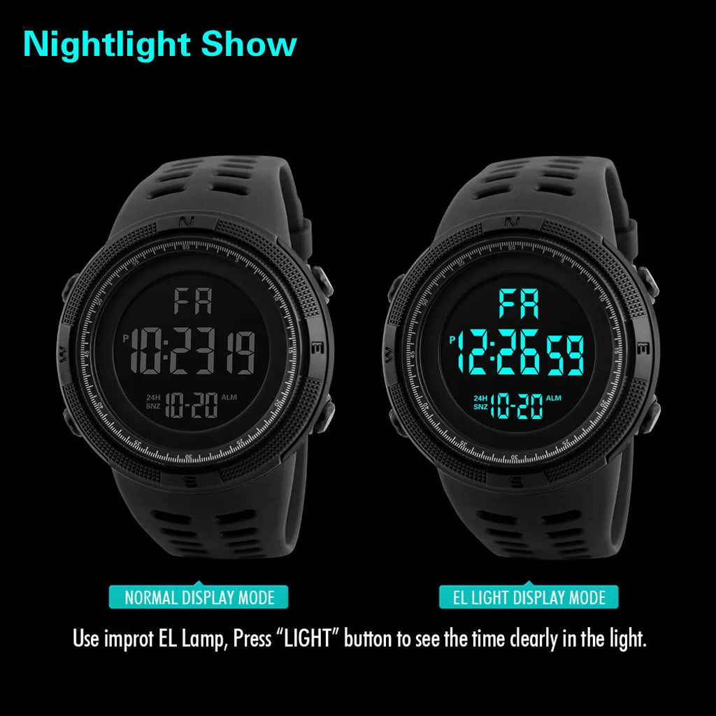 YIKAZE Men's Digital Watches Waterproof Outdoor Men Sports Watch Fitness Electronic Watch Military Sports Clock Kids Gifts