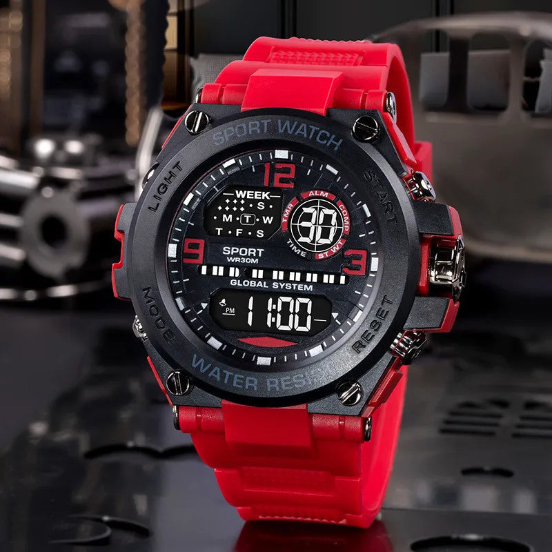 Men's Waterproof Sports Watch Multifunction Electronic Watches Anti Drop and Shock-absorbing Wristwatches