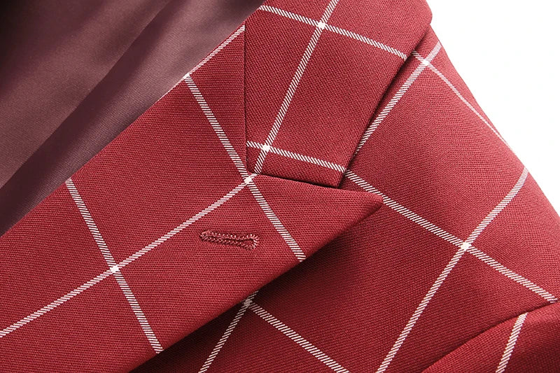 (Jacket +Pant+Vest) Luxury Men Groom Wedding Suits High Quality Business Social Prom Party Double Breasted Plaid Dress 3 Piece
