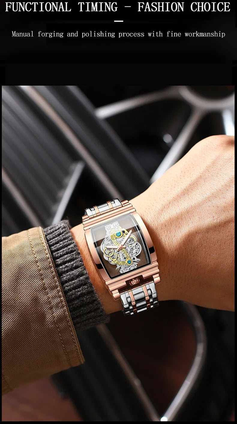 BINBOND Men Watch Sports Quartz Watches Men Waterproof Luminous Pointer Wristwatch Skeleton Hollow Clock Man Relogio Masculino