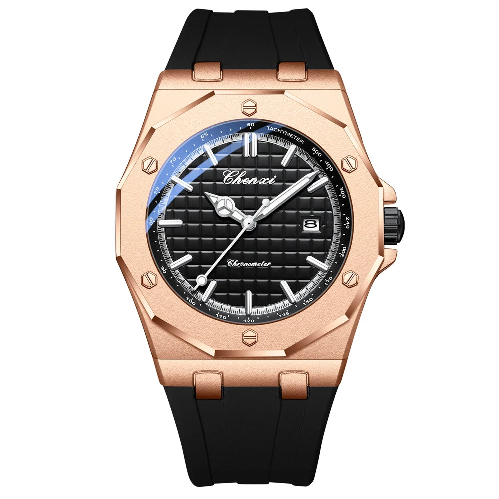CHENXI Mens Luxury Casual Watch Top Brand Fashion Dial Stainless Steel Calendar Luminous Waterproof Men Watch Male Clock