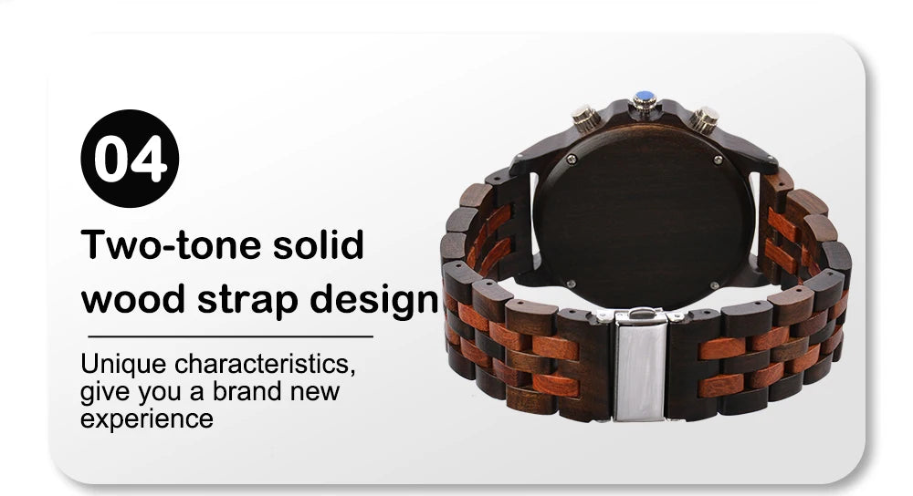 Men's Wooden Wrist Watches for Men Chronograph Fashion Wristwatches Business Blue Wood Mens Watches Clock reloj madera hombre