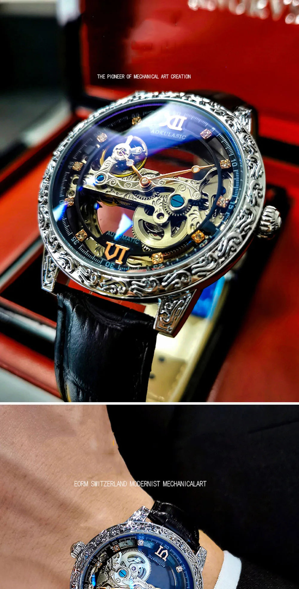 Fashion Mechanical Wristwatch Men's Luxury Brand Automatic Casual Watch Men's Sports Leather Waterproof Clock 2023 Renoj Hombre