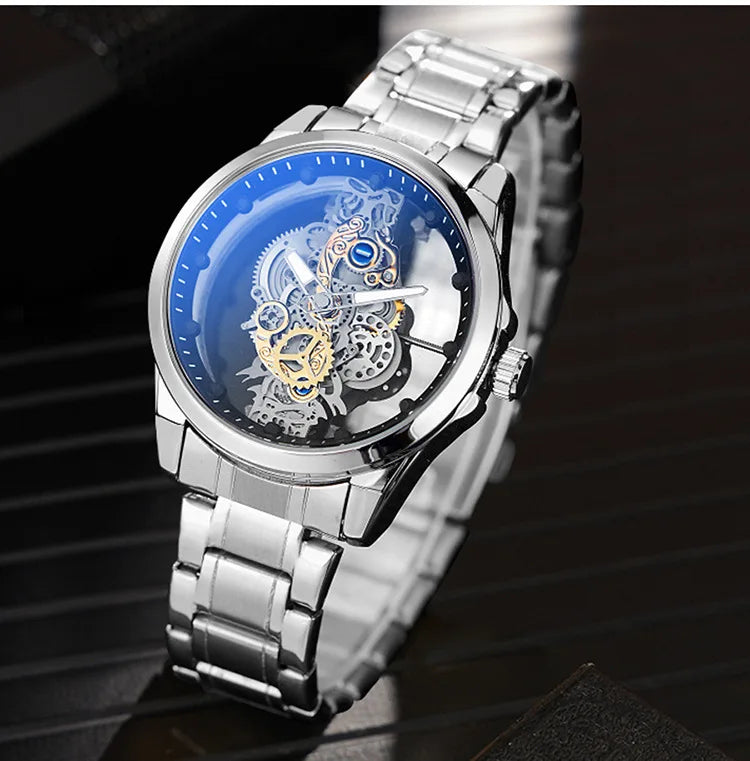 New Men Watch Skeleton Automatic Quartz Watch Golden Skeleton Vintage Man Watch Mens Watches Brand Fashion trend montre homme
