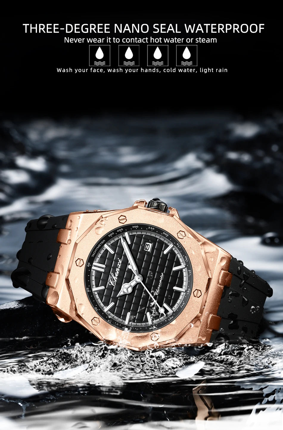 CHENXI Mens Luxury Casual Watch Top Brand Fashion Dial Stainless Steel Calendar Luminous Waterproof Men Watch Male Clock