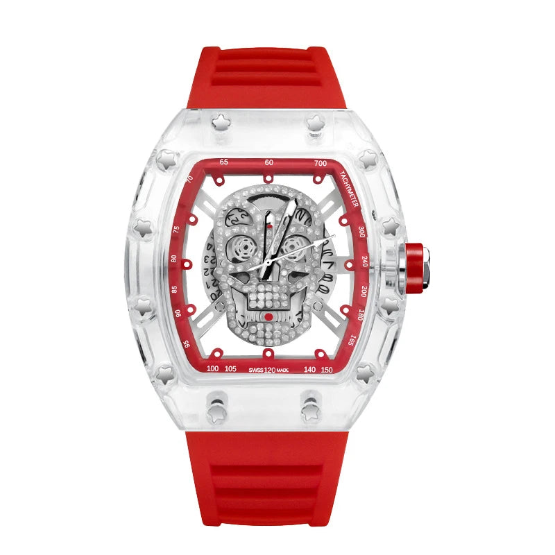UTHAI New Men's Watch Fashion Trend Non Mechanical Watch Waterproof Luminous Skull Wine Bucket Quartz Watch Men's Gift V0020