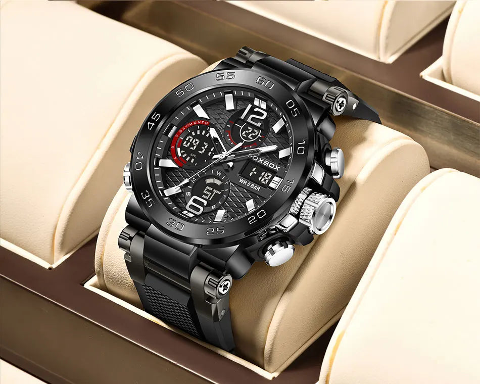 LIGE Luxury Mens Watch Fashion Man Quartz Wristwatch LED Display Luminous Waterproof Watches For Men Calendar Sport Male Clock