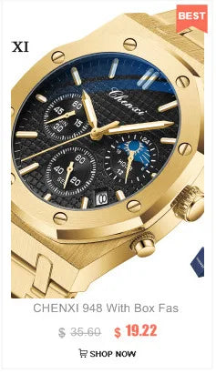 CHENXI 8222 Luxury Stainless Steel Wristwatch Quartz Waterproof Luminous Men Watches Reloj Hombre часы мужские наручные