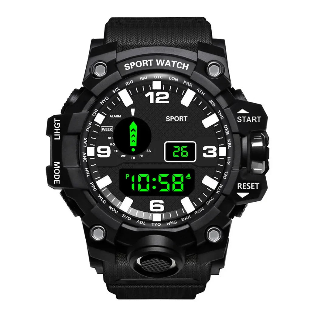 YIKAZE Y12 Men's Sports Watch Waterproof Luminous Men Sport Watch Multifunction Digital Electronic Wristwatch Clock for Boy Kids