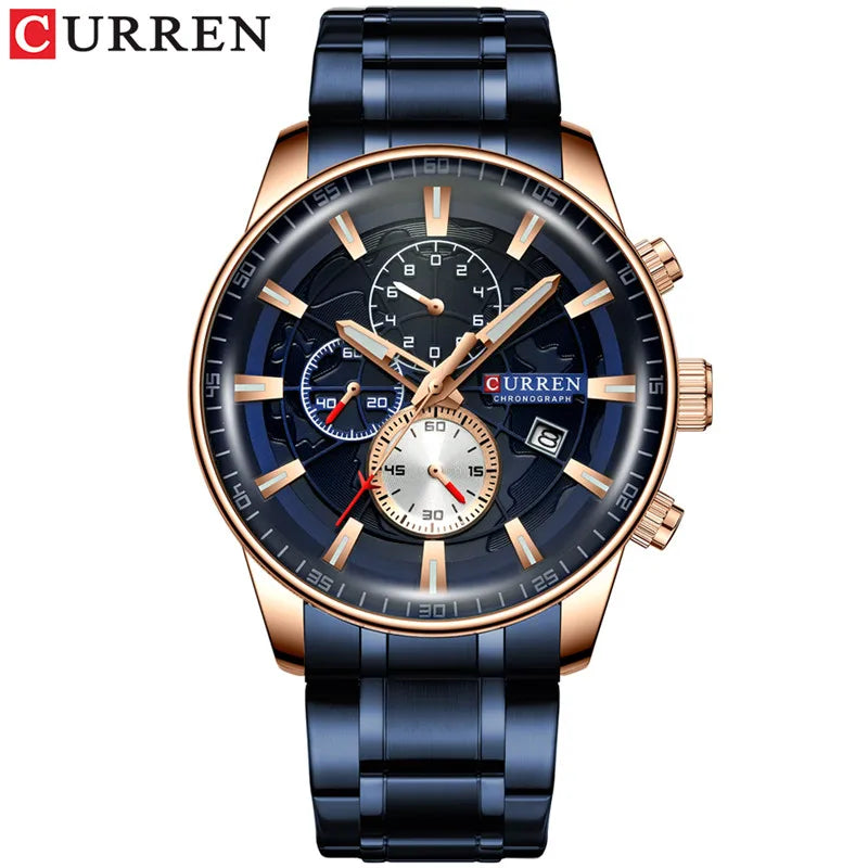 CURREN Man WristWatch Waterproof Chronograph Men Watch Military Top Brand Luxury Gold Stainless Steel Sport Date Male Clock 8362