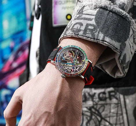 Hot selling 2024 new fully automatic mechanical watch with hollowed out waterproof night light, men's fashionable watch