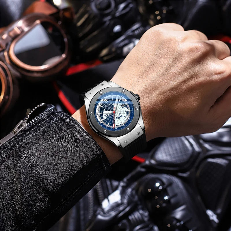 CHENXI 82442 Quartz Watch Men Casual Luxury Sport Watches Brand World Map Military Waterproof Wrist Watch for Male Clock Gift