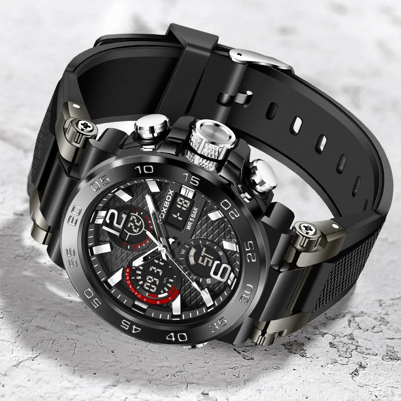 LIGE Luxury Mens Watch Fashion Man Quartz Wristwatch LED Display Luminous Waterproof Watches For Men Calendar Sport Male Clock