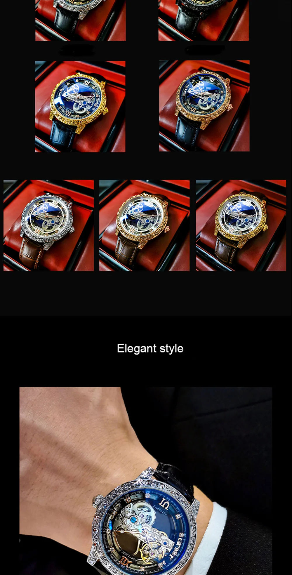 Fashion Mechanical Wristwatch Men's Luxury Brand Automatic Casual Watch Men's Sports Leather Waterproof Clock 2023 Renoj Hombre