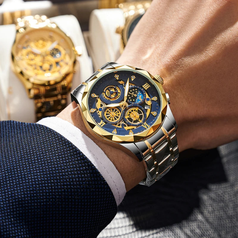 PENGAGAR Men Watch Fashion Quartz Watch Mens Top Brand Luxury All Steel Business Waterproof Sport Watch Relogio Masculino+BOX