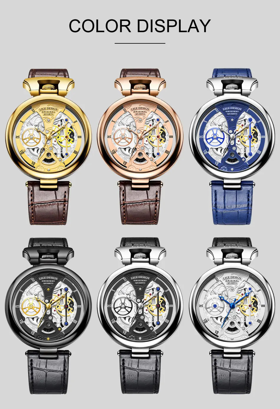2023 LIGE Men Watches Top Brand Luxury Brown Leather Chronograph Sport Watch For Men Fashion Date Waterproof Clock Reloj Hombre