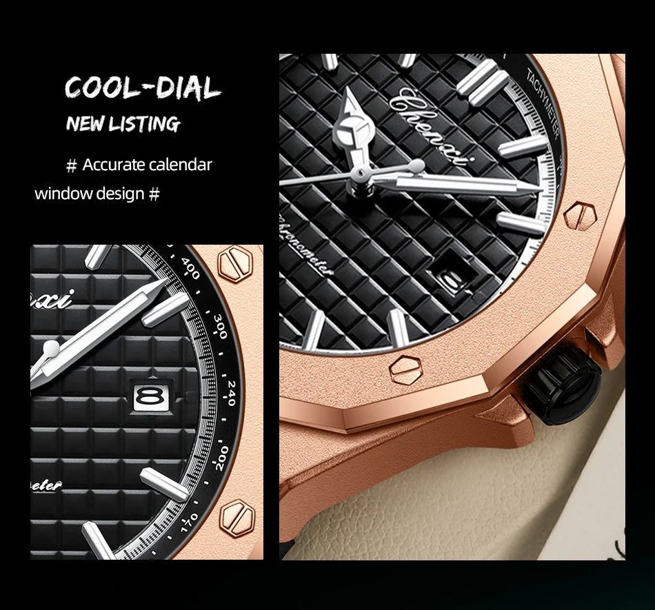 CHENXI Mens Luxury Casual Watch Top Brand Fashion Dial Stainless Steel Calendar Luminous Waterproof Men Watch Male Clock