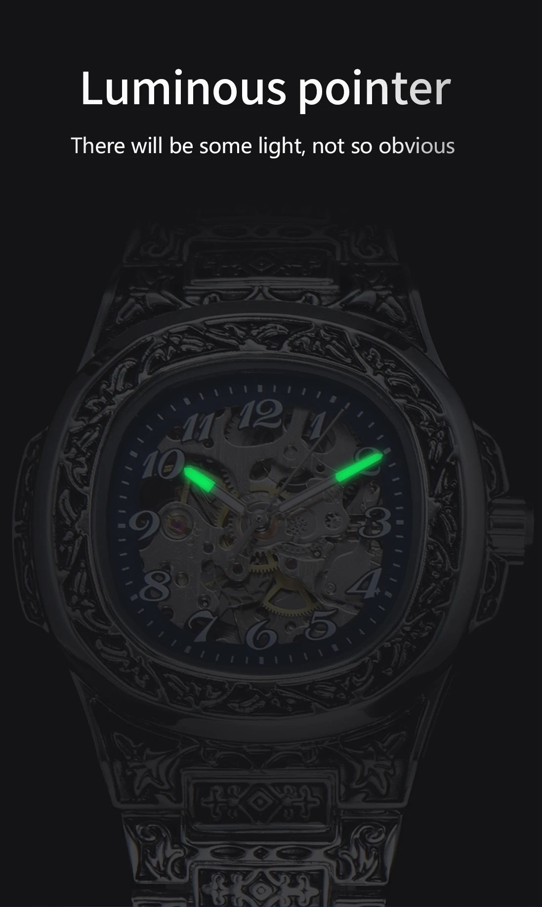 LONGLUX automatic watch for man retro mechanical wristwatches luxury alloyl waterproof skeleton mens watch men gift